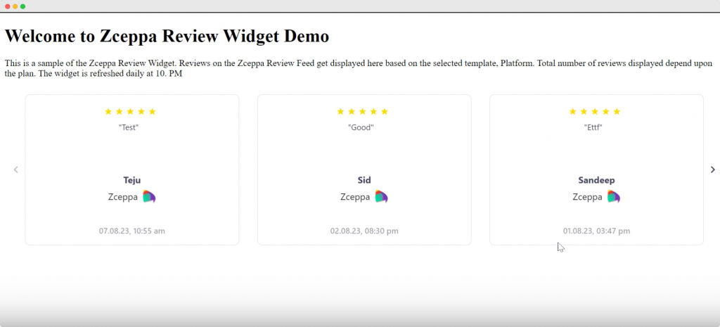 Zceppa Review Widget Demo